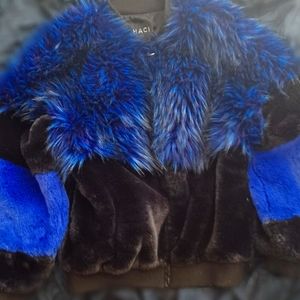 Shaci Blue Raleigh Faux Fur Coat